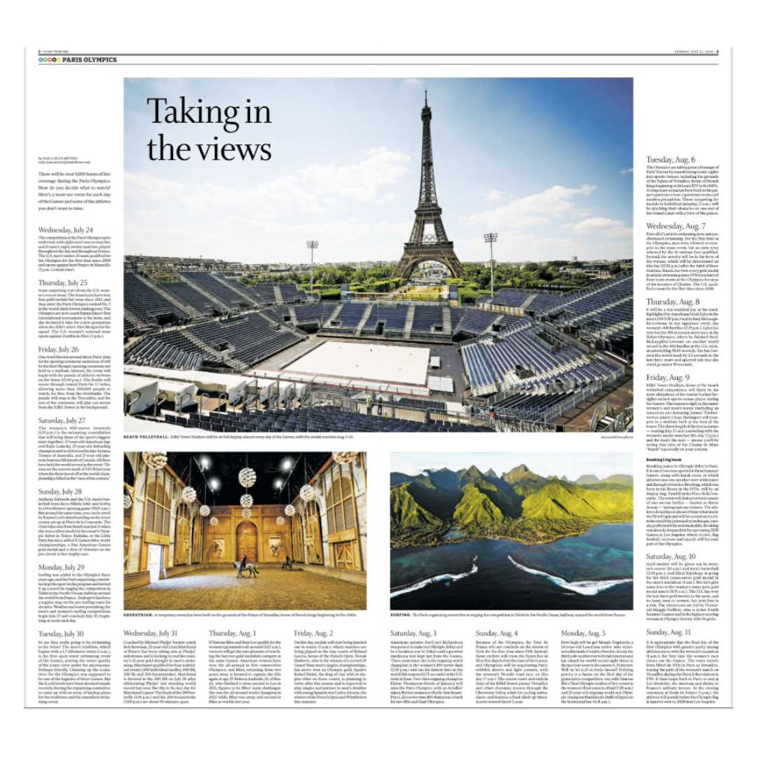 "Taking in the Views" 2024 Paris Olympics Page Poster Reprint