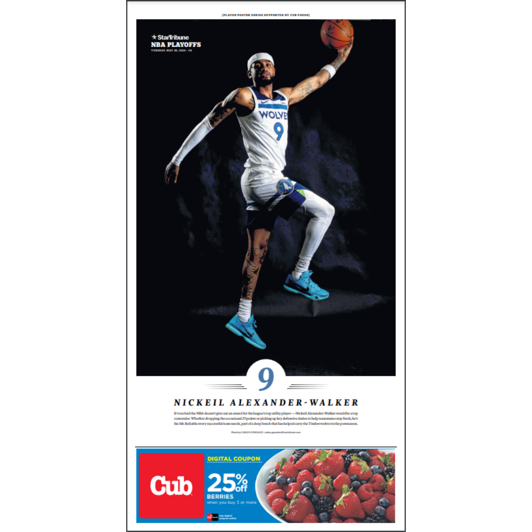 2023-2024 Timberwolves Player Page Poster Series Set