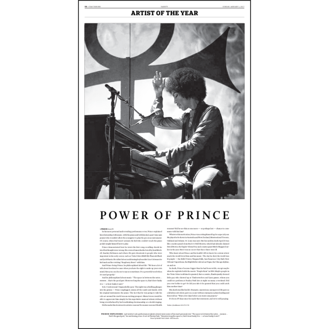 2016 Artist of the Year Prince Page Poster Reprints
