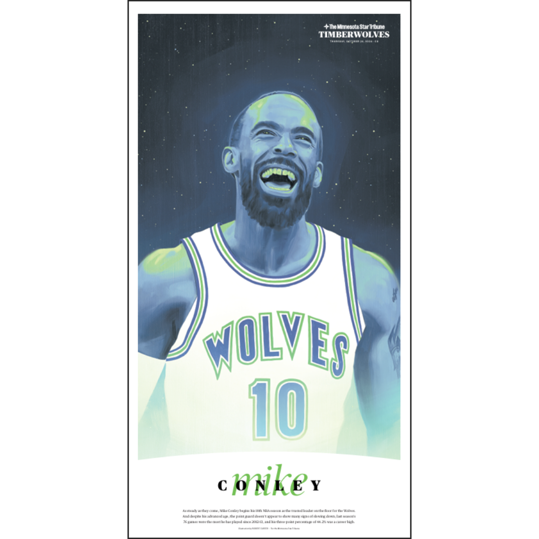 Timberwolves Illustrated Player Page Poster Series Set