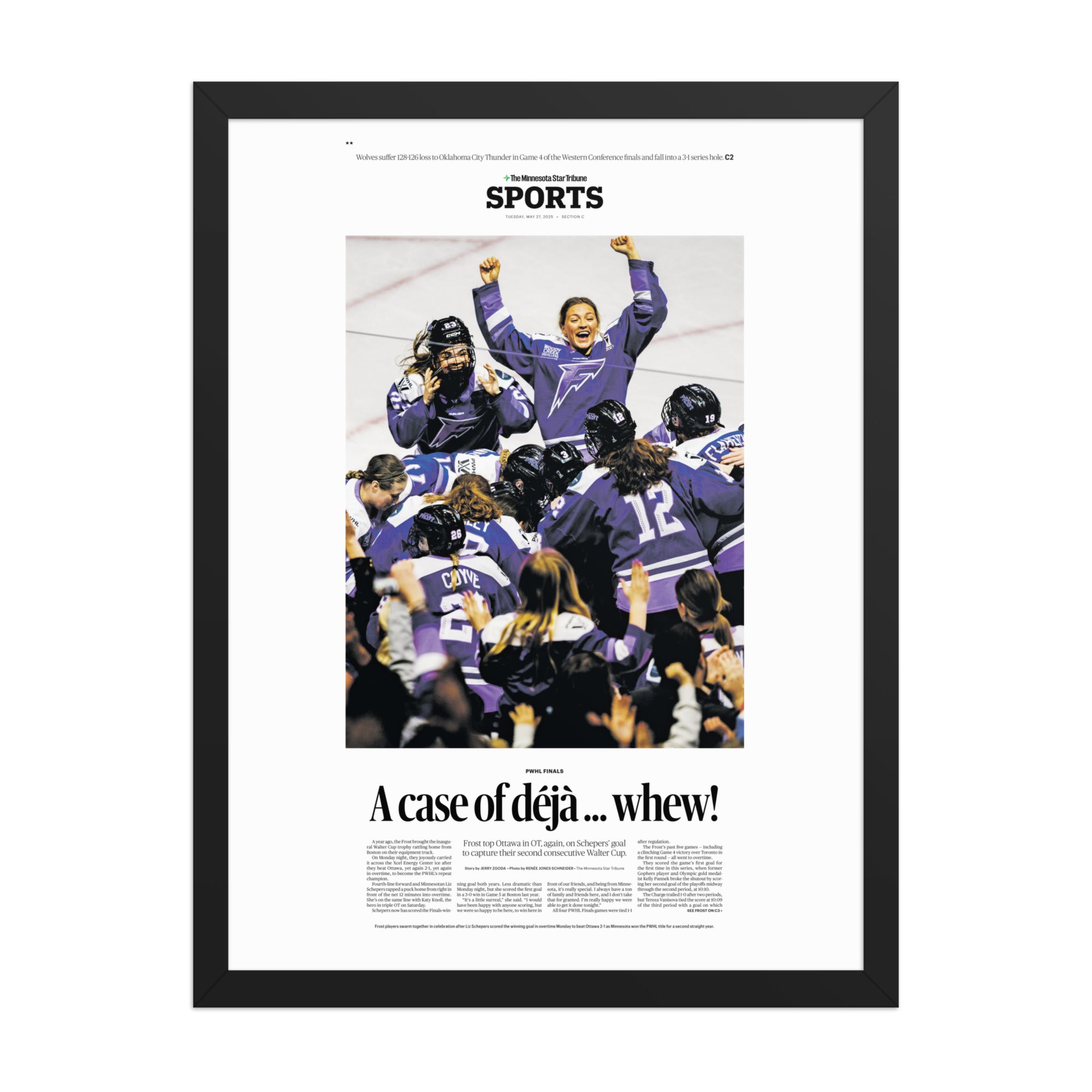 MN Frost Wins 2025 PWHL Walter Cup Page Poster Reprints – Strib