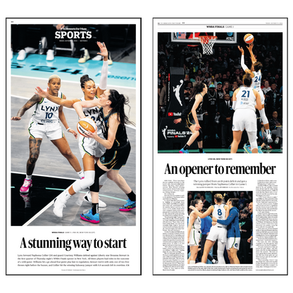 "A stunning way to start" Lynx Win 2024 Finals Opener Page Poster Reprint
