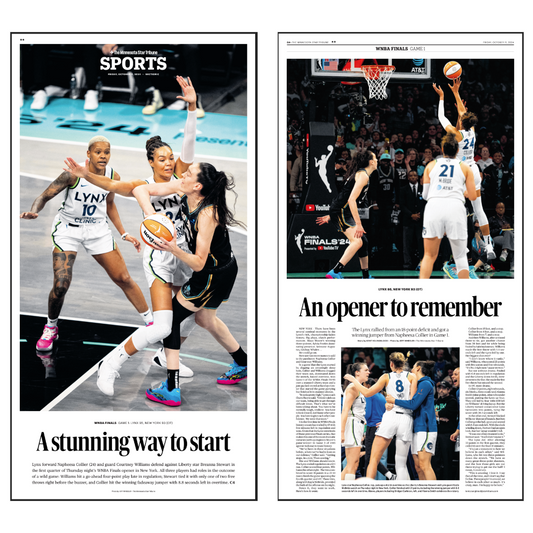 "A stunning way to start" Lynx Win 2024 Finals Opener Page Poster Reprint