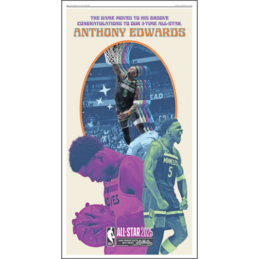 Anthony Edwards 3-Time All-Star Page Poster Reprint