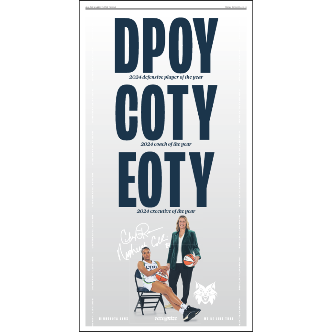 2024 DPOY, COTY, & EOTY WNBA Lynx Page Poster Reprint