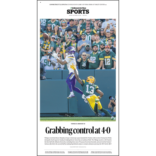 "Grabbing control at 4-0" Vikings Page Poster Reprint