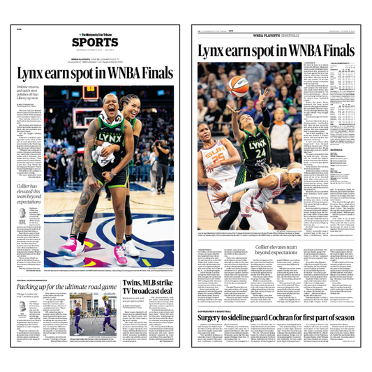 "Lynx earn spot in WNBA Finals" 2024 Page Poster Reprint