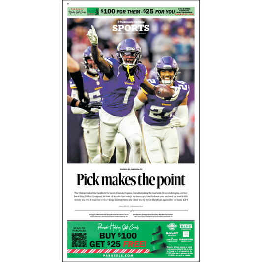 "Pick makes the point" Vikings Page Poster Reprint