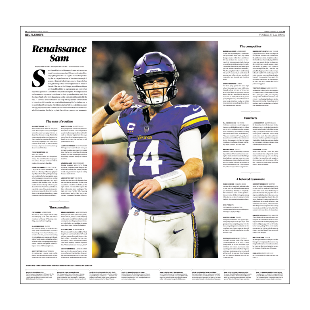 "Renaissance Sam" Darnold Playoffs Vikings Page Poster Reprint