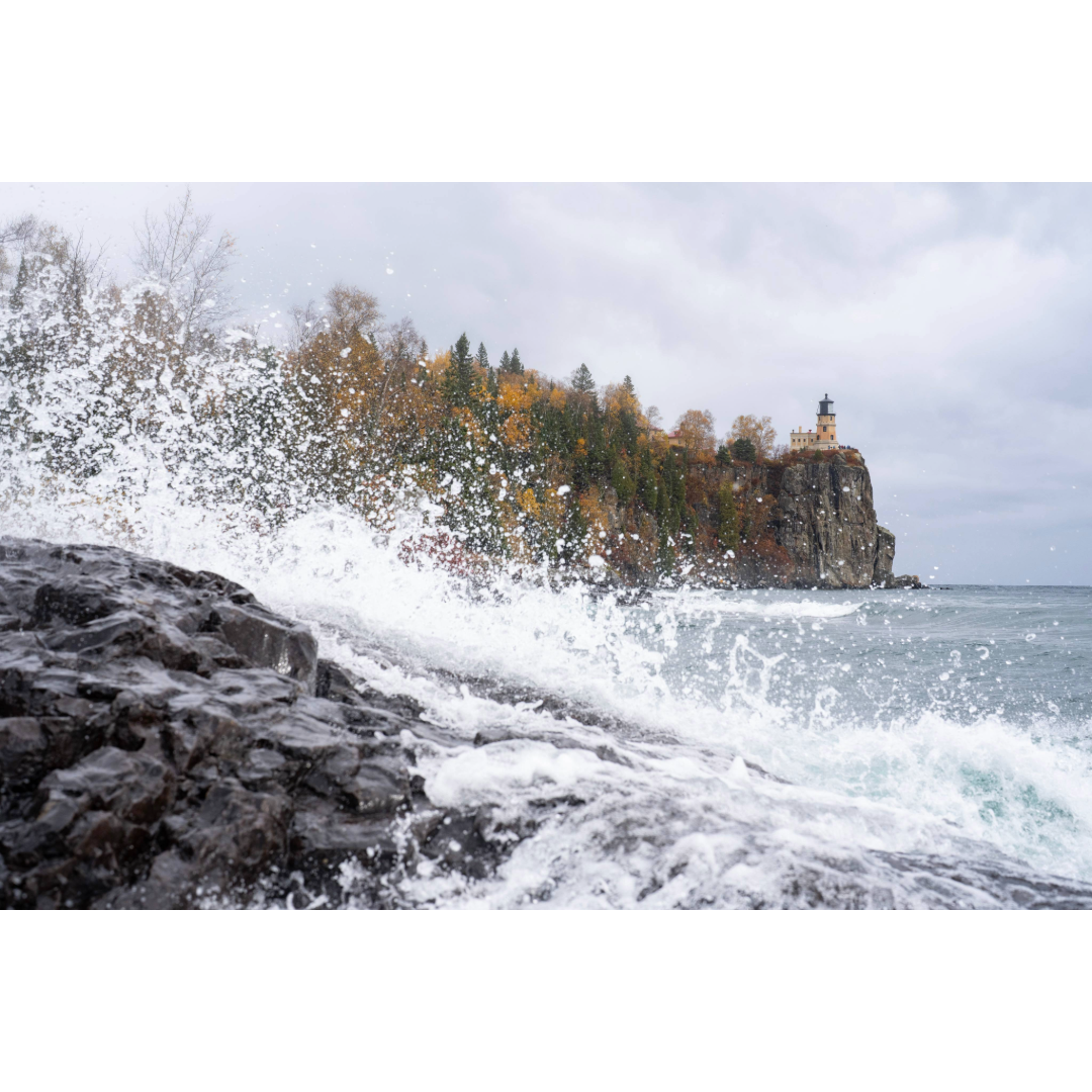 Split Rock Lighthouse Fall Waves Photo Print