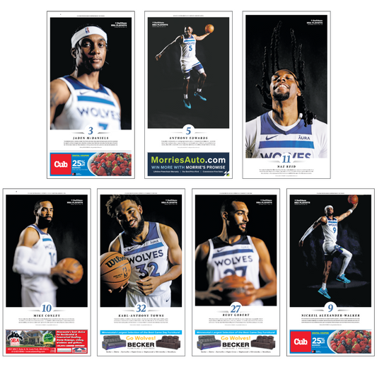 2023-2024 Timberwolves Player Page Poster Series Set