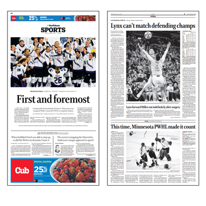 Minnesota Wins 2024 PWHL Walter Cup Page Poster Reprints