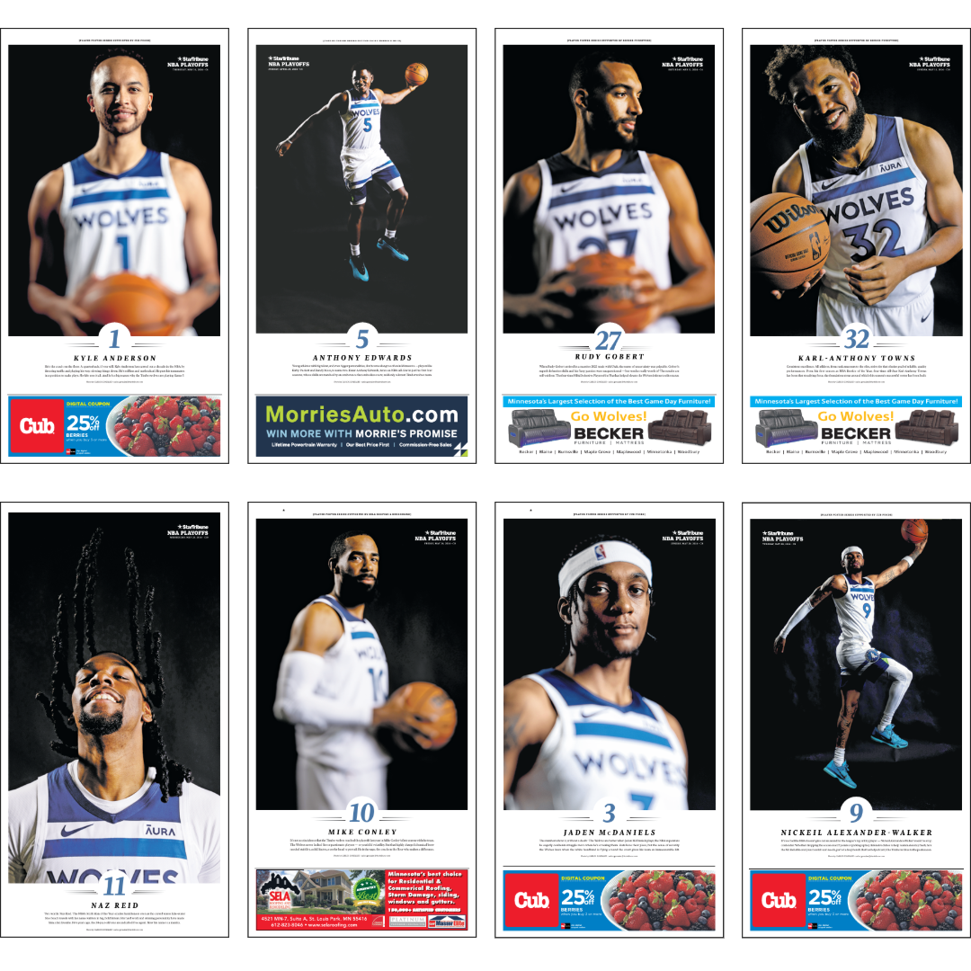 2023-2024 Timberwolves Player Page Poster Series Set