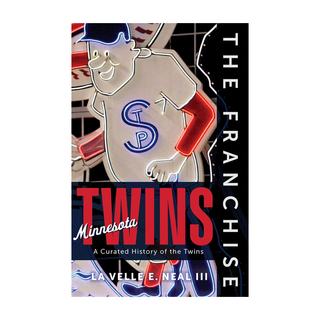 Book cover of 'The Franchise Twins' with a stylized illustration of a baseball player and team logo.