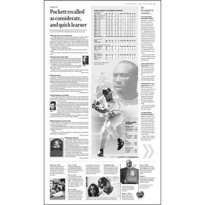 Remembering Kirby Puckett Page Poster Reprint Set