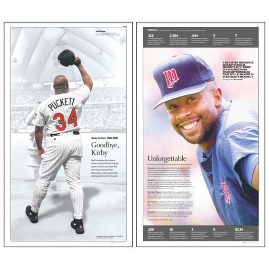 Remembering Kirby Puckett Page Poster Reprint Set