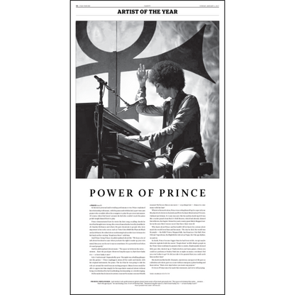 2016 Artist of the Year Prince Page Poster Reprints