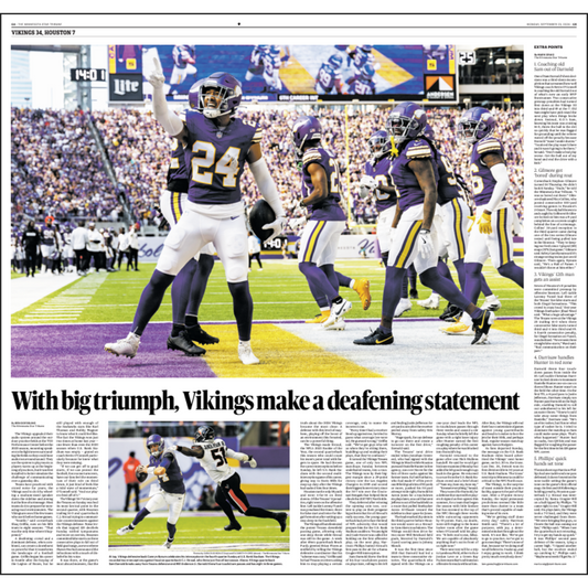 "With big triumph, Vikings make a deafening statement" Vikings Crowd Poster Reprint