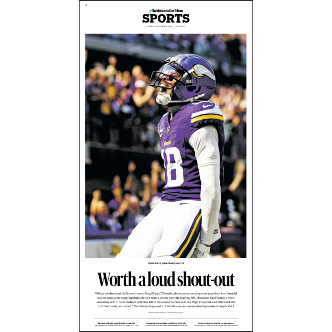 "Worth a loud shout-out" Vikings 2-0 Season Start Page Poster Reprint