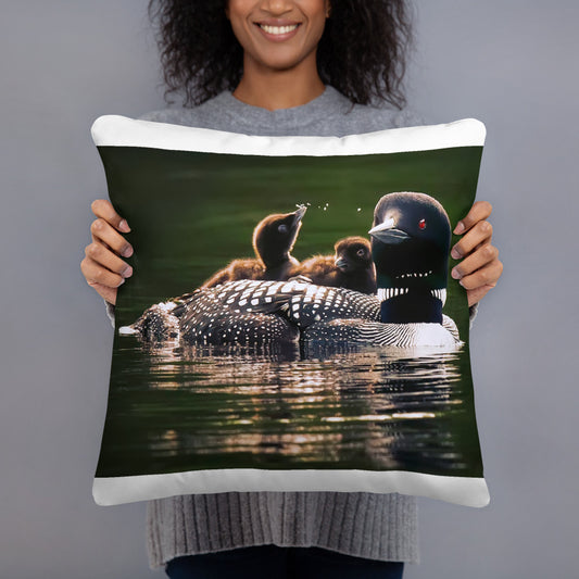 Loon Family Photo Print Pillow