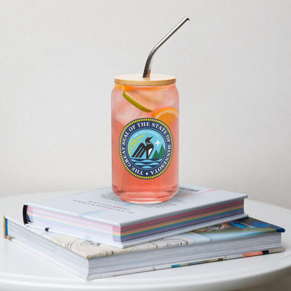 Minnesota State Seal Can-Shaped glass