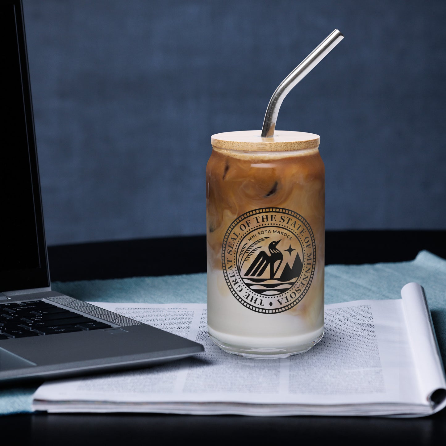 Minnesota State Seal Can-Shaped glass