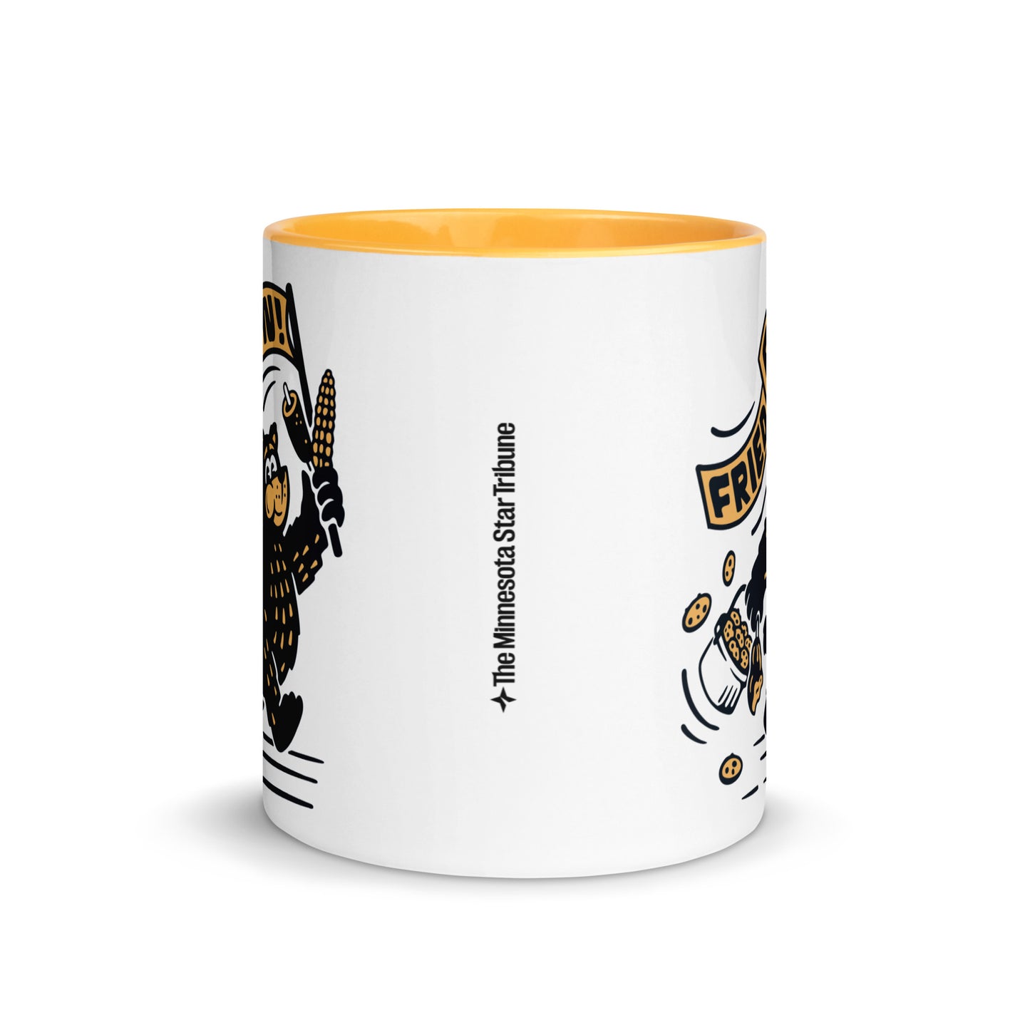 Fair Bear "Fried Fun!" ceramic mug — Minnesota fair food graphic coffee mug, front view with Minnesota Star Tribune logo displayed.