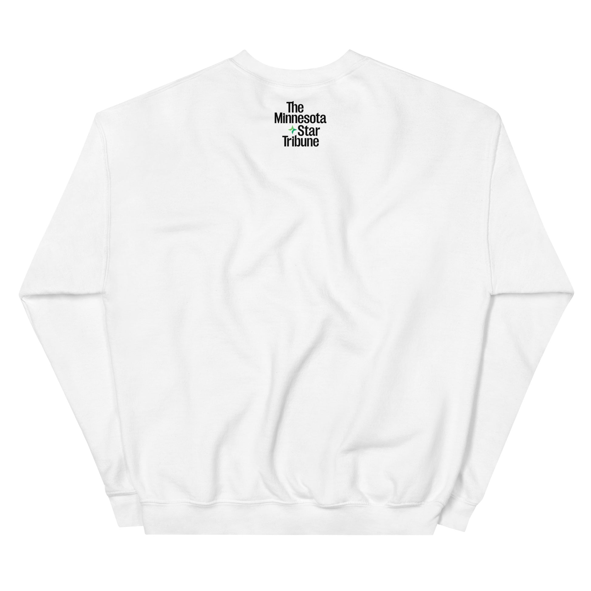 Minnesota Star Tribune logo on the back of a White Sweatshirt.
