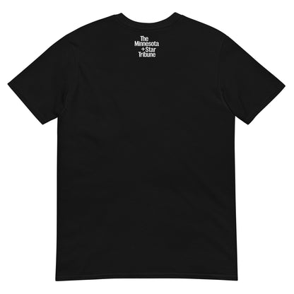 Minnesota Star Tribune logo on the back of a Black T-Shirt