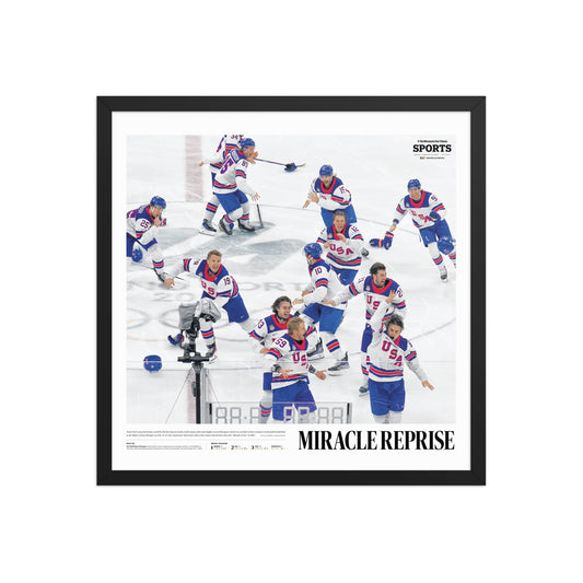 Framed Team USA Men's Hockey 2026 Gold Medal Newspaper Poster Reprint Minnesota Star Tribune February 23 2026